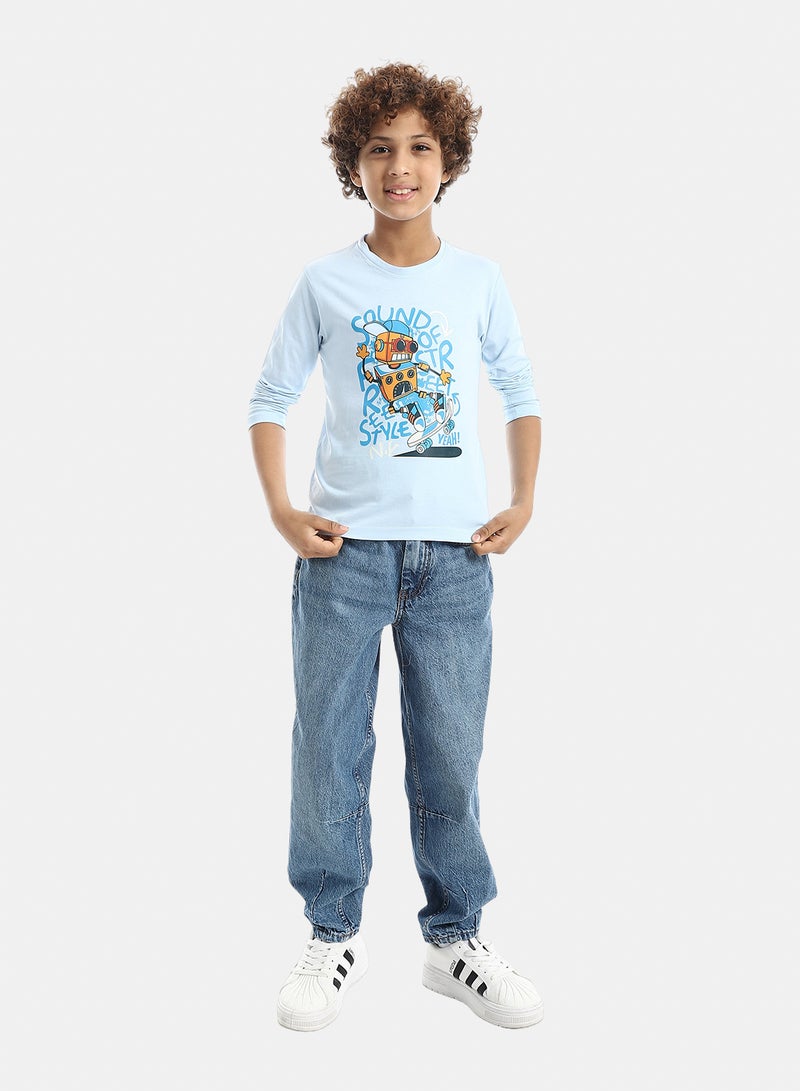 Andora Boys Printed Long-Sleeve Shirt_Sky Blue - Image 4